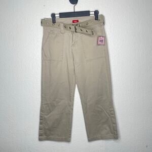 Mossimo Womens Pants Size 3 Khaki Capri Vintage Belted Y2K Casual Everyday Wear